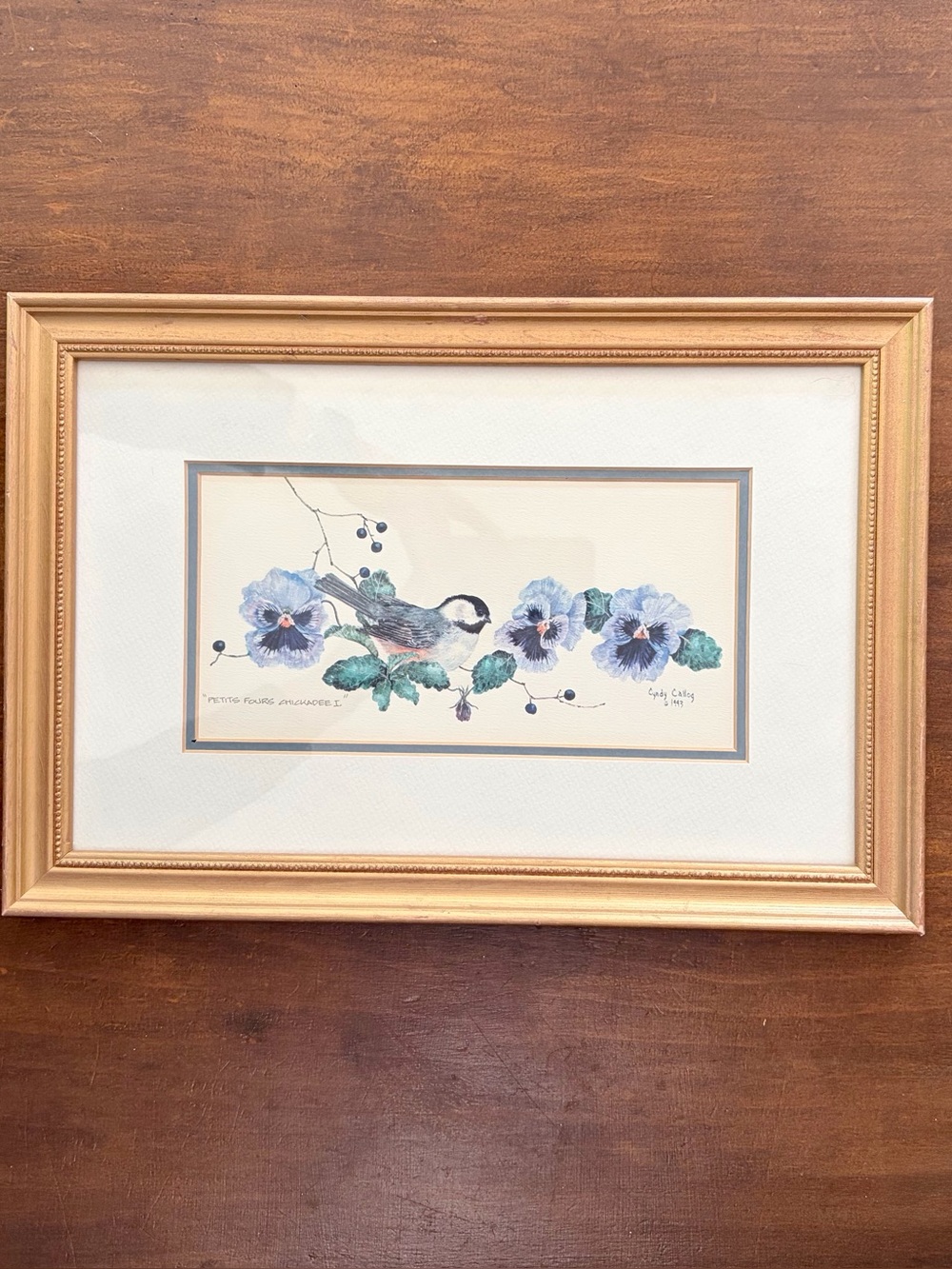 Floral and Chickadee Framed Art Print by Cyndy Callog